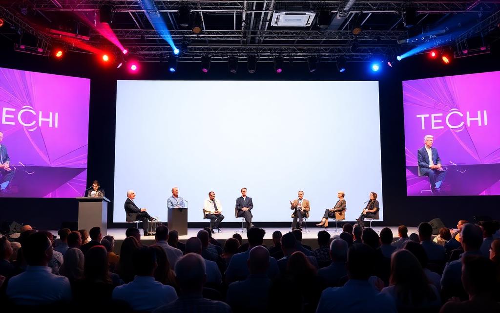 Painel com palestrantes no ITC